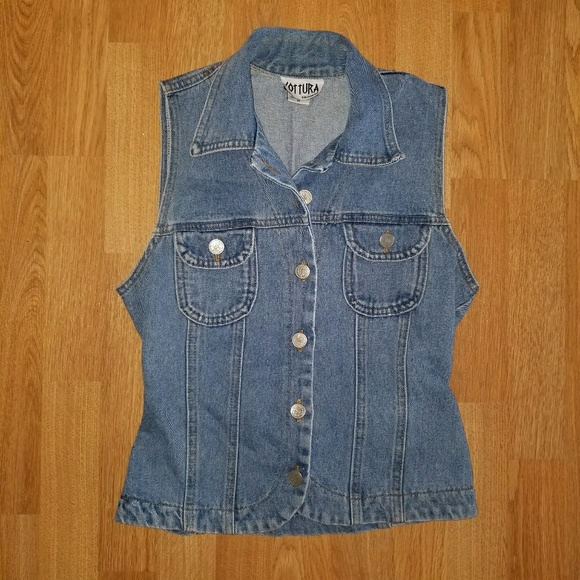 Vintage jean denim vest button up - Picture 1 of 6